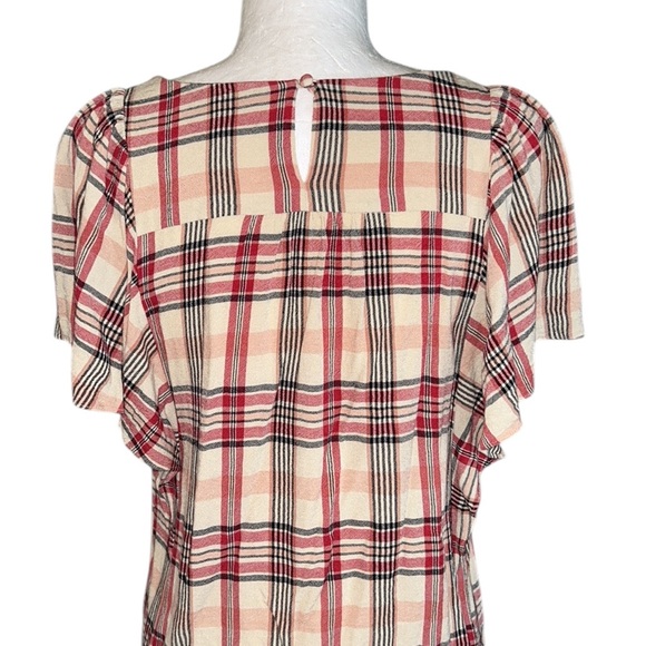 Anthropologie Maeve Priscilla Plaid Print Flutter Sleeve Blouse - M - Picture 9 of 15
